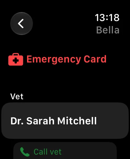 Apple Watch: la scheda di emergenza con il veterinario